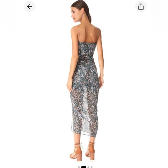 Veronica Beard Peyton Strapless Ruched Midi Dress Size 0 Paisley Print Cocktail - Picture 3 of 16